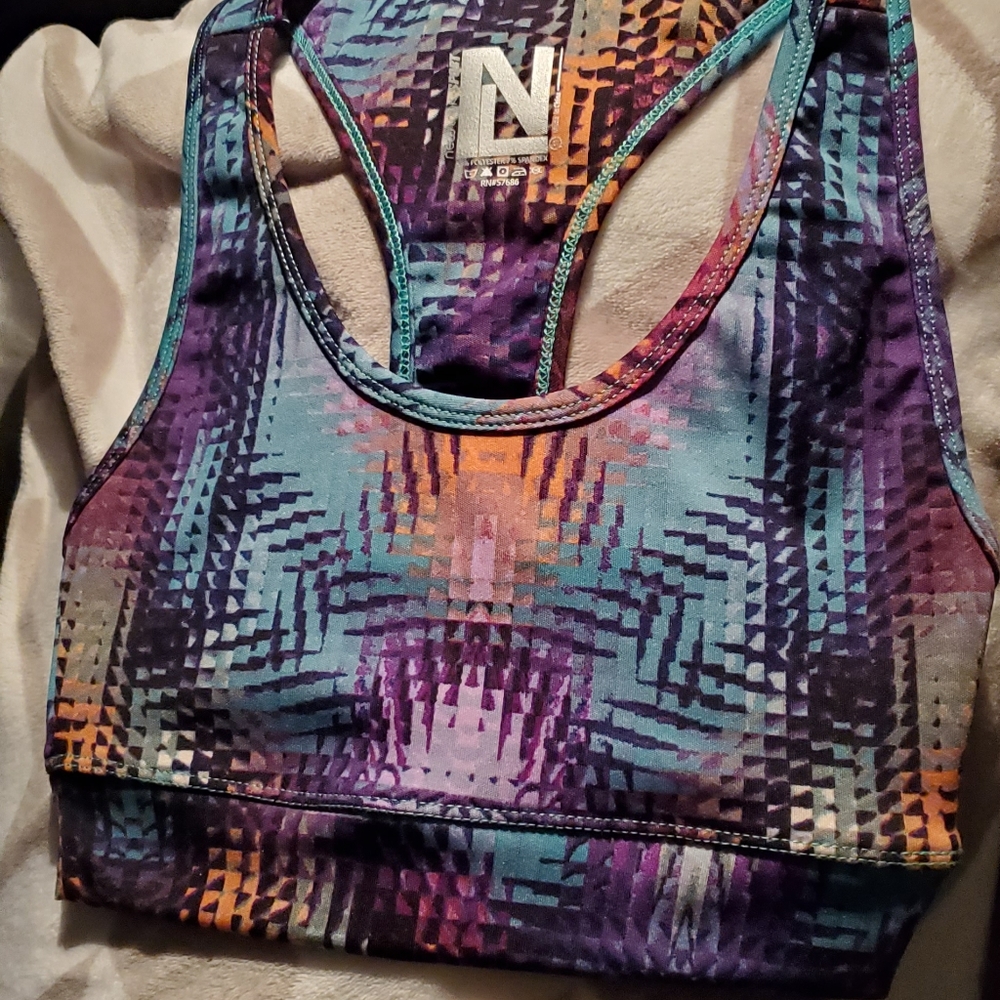 New Look Sport Juniors Small * Sport Bra Racerback * Abstract Retro